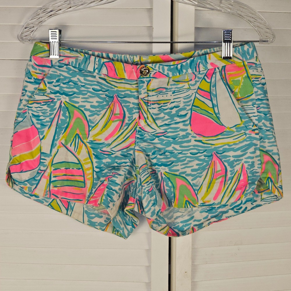 Lilly Pulitzer Womens Pop Up Ugatta Sailboat Print Adie Shorts 0